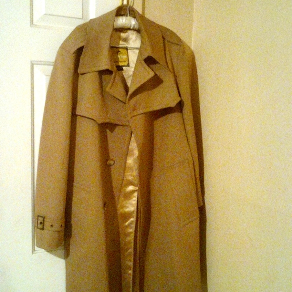 Woman tan leather coat